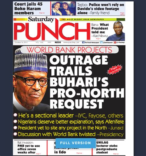 punch newspaper headlines today nigeria